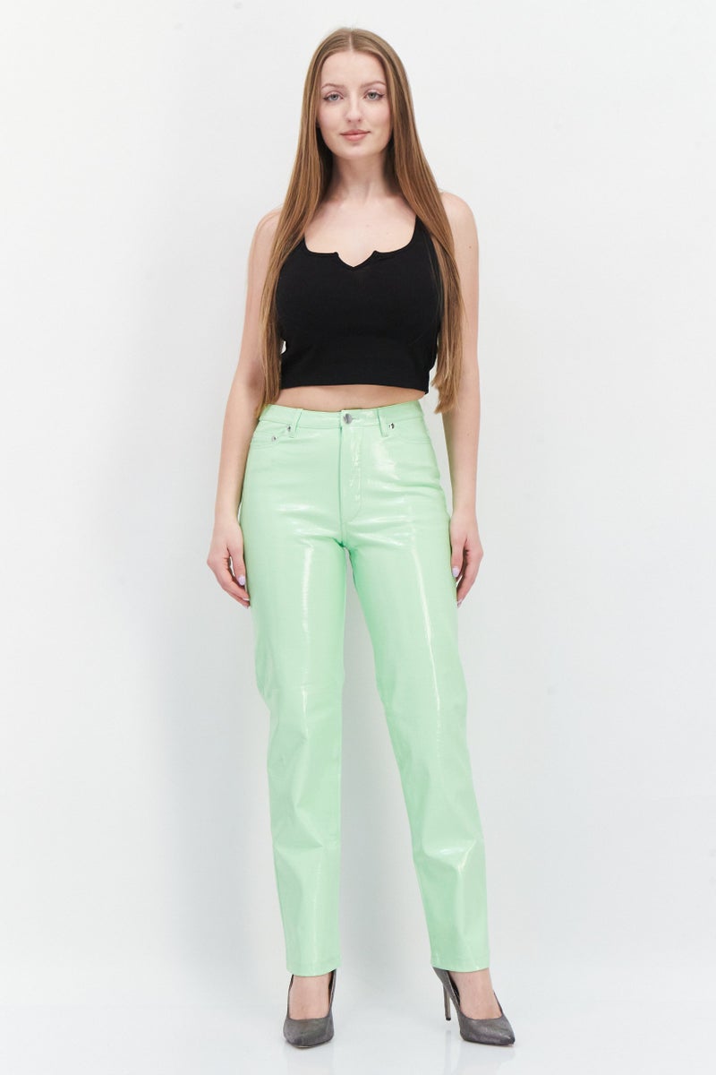 RIVER ISLAND Women Snake Printed Straight Pull On Pants, Green - Image 3