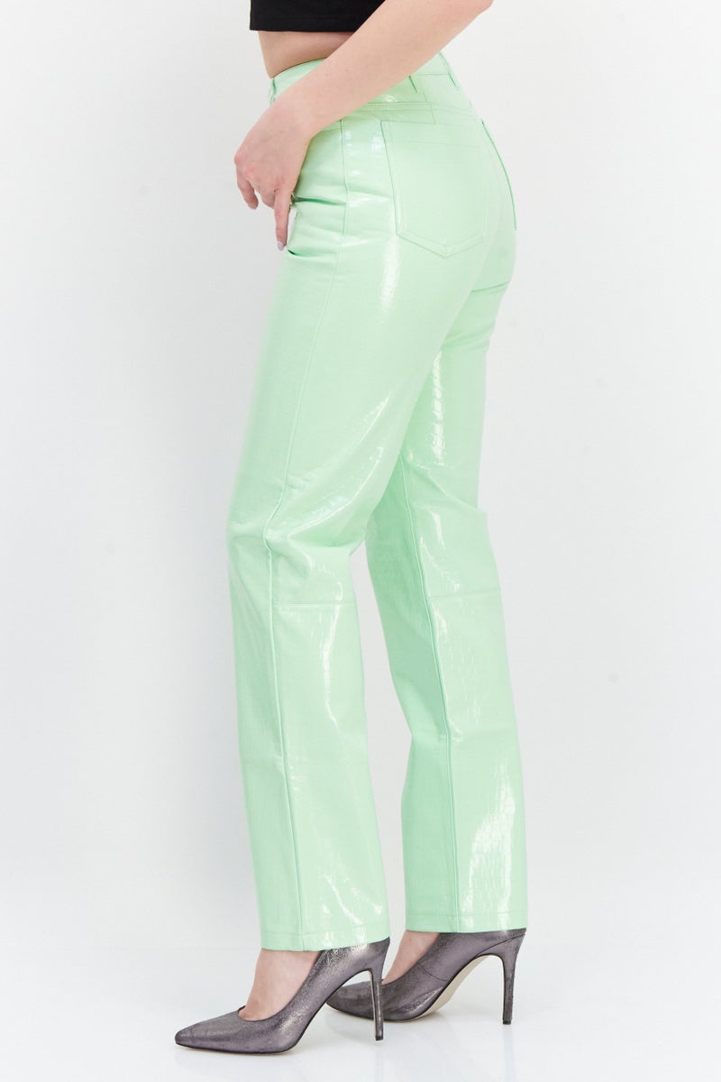 RIVER ISLAND Women Snake Printed Straight Pull On Pants, Green - Image 2