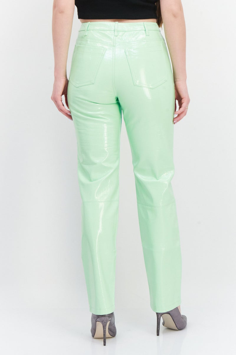 RIVER ISLAND Women Snake Printed Straight Pull On Pants, Green - Image 4