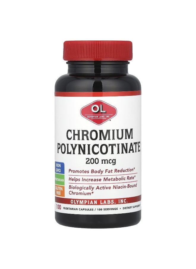Olympian Labs Olympian Labs, Chromium Polynicotinate, 200 mcg, 100 Vegetarian Capsules  - Image 1