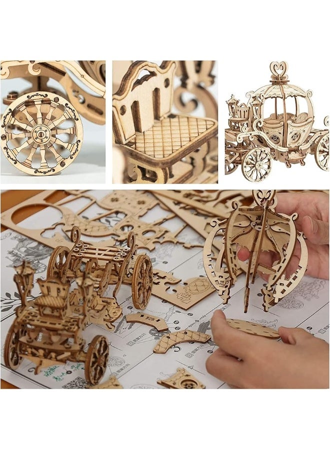 Rowood 3D Puzzles for Adults, Wooden Model Kits for Kids, DIY STEM Toy for Teens Boys and Girls Ages 8+ - Pumpkin Cart (182 Pieces) - Image 4