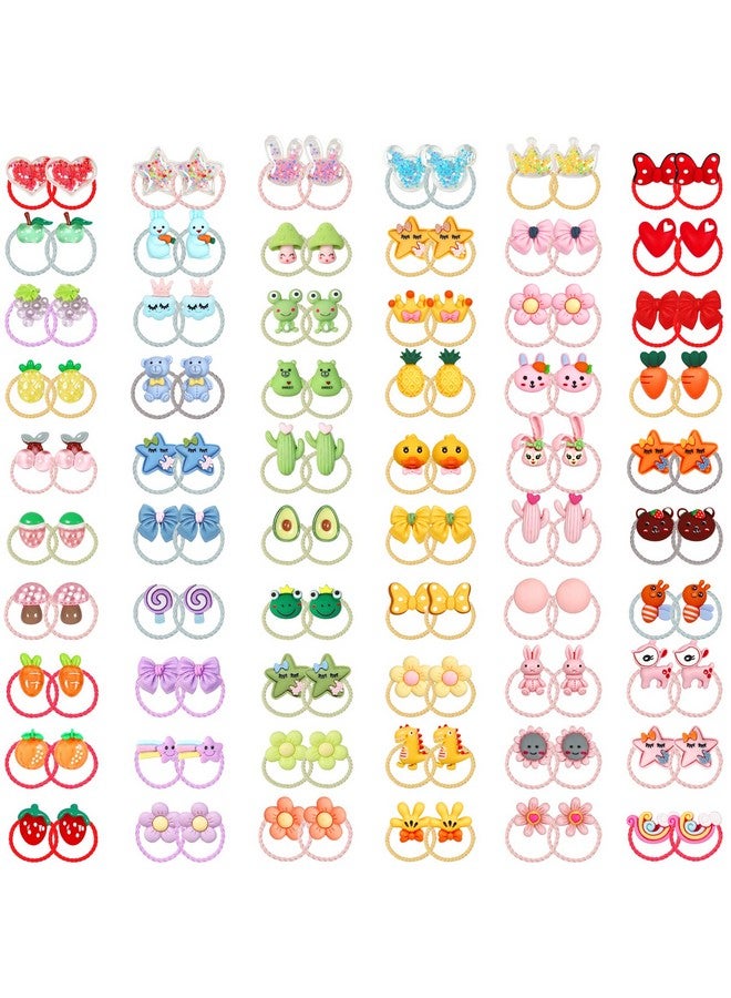 WillingTee 120pcs (60 pairs) Mix Colors Girl's Elastic Hair Ties Soft Rubber Bands Hair Bands Holders Pigtails Hair Accessories for Girls Infants Toddlers Kids Teens and Children - Image 2