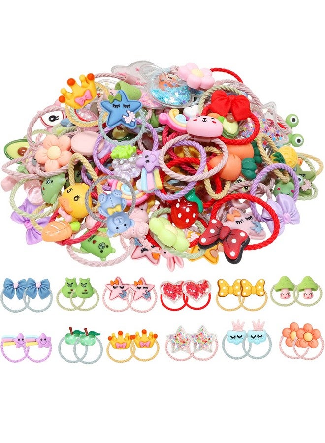 WillingTee 120pcs (60 pairs) Mix Colors Girl's Elastic Hair Ties Soft Rubber Bands Hair Bands Holders Pigtails Hair Accessories for Girls Infants Toddlers Kids Teens and Children - Image 1