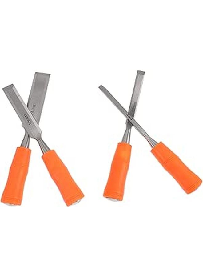 4 Piece High Carbon Steel Wood Carving Chisels Set 6 24mm Plastic Handles Professional Woodworking Tools - Image 1