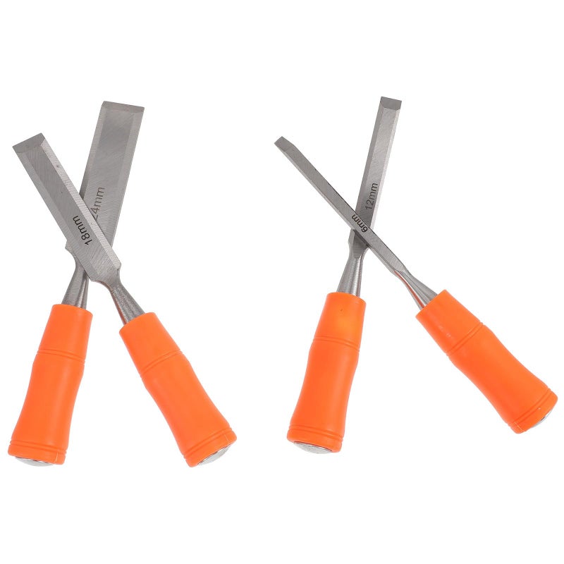 4 Piece High Carbon Steel Wood Carving Chisels Set 6 24mm Plastic Handles Professional Woodworking Tools - Image 2