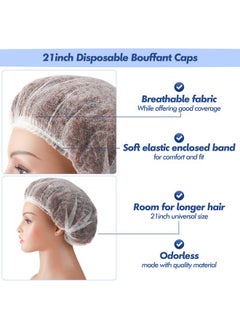 Yahenda Yahenda 1000 Pcs Disposable Bouffant Caps Bulk 21 Inches Disposable Caps for Hair Elastic Dust Cap Hairnets for Food Service, Nurses, Labs (White)  - Image 3
