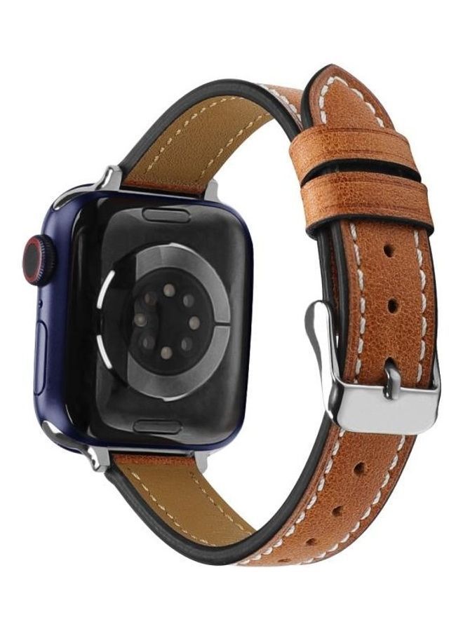 NIBEMINENT Replacement Watchbands For Apple Watch Series 7 45mm/6 & SE 5 4 44mm/3 2 1 42mm Brown Light - Image 3