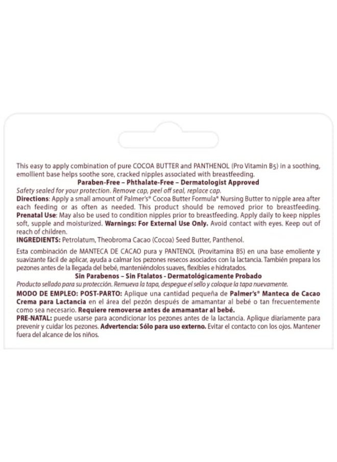 PALMER'S - Palmers Cocoa Butter Nursing Cream with Pure & Pro Vitamin B5-Moisturizes Softens Nipples-Soothing relief from Sore,Cracked Nipples for Mother-No Parabens,Pthalates-30g - Image 1