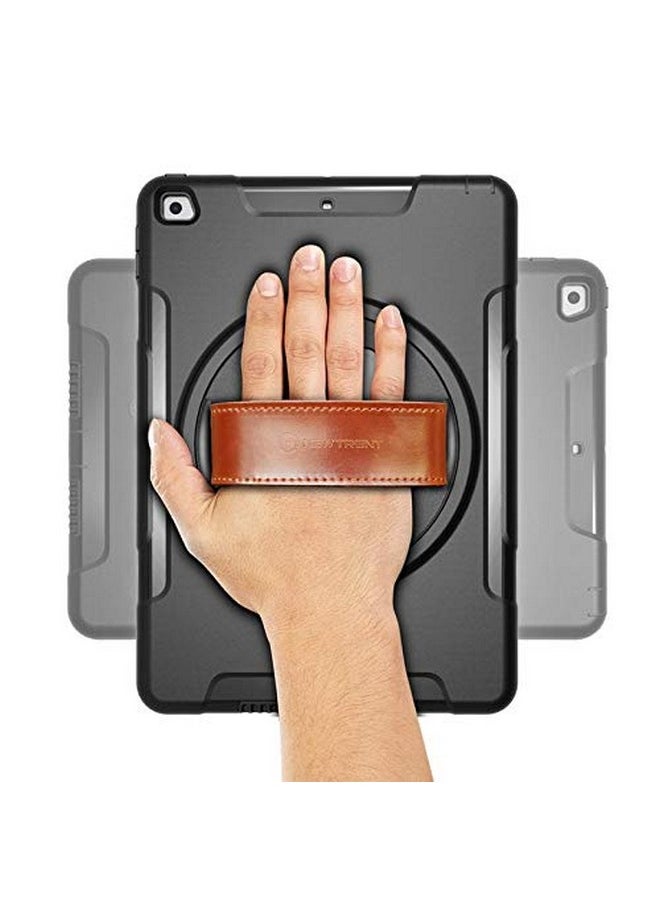 New Trent - New Trent iPad 9th Generation, 8th Generation, 7th Generation Stronger Kickstand Full Body case with Rotational Hand Strap & Screen Protector 2021 2020 2019 - Image 1