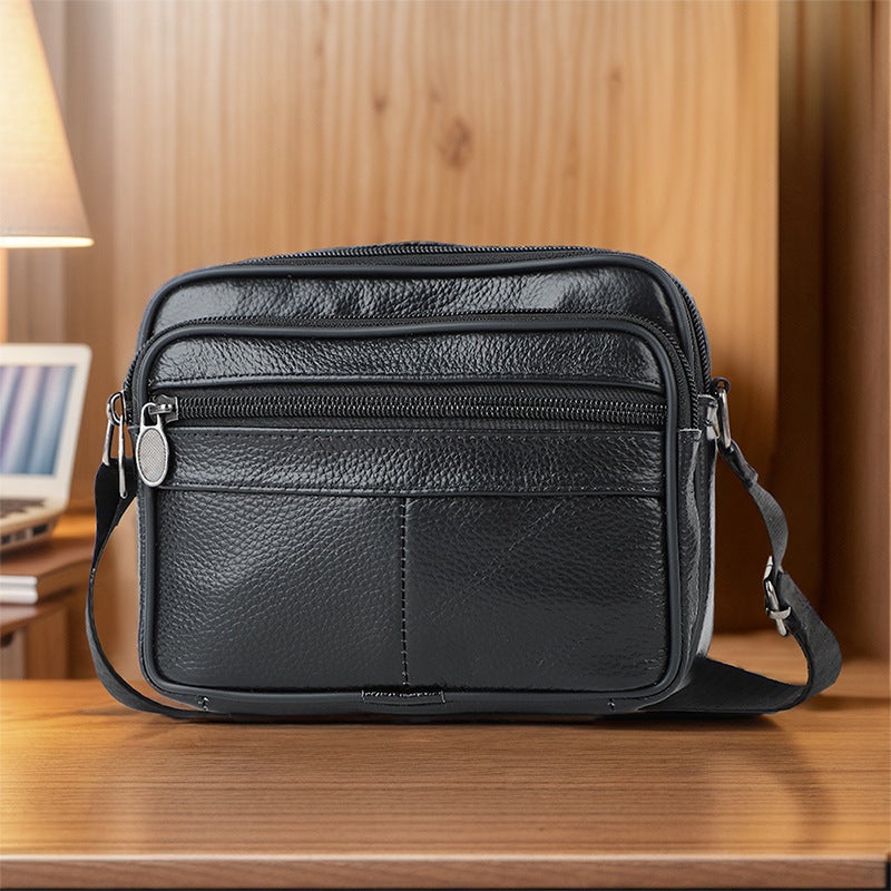 New Men'S Shoulder Bag Genuine Leather Men'S Vintage Crossbody Bag Large Capacity Horizontal Zipper Crossbody Messenger Bag - Image 2