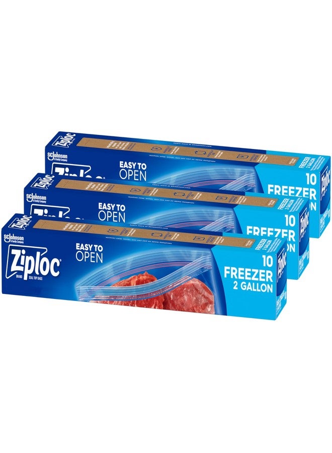 Ziploc Two Gallon Food Storage Freezer Bags, Grip 'n Seal Technology for Easier Grip, Open, and Close, 10 Count, Pack of 3 (30 Total Bags) (Packaging May Vary) - Image 1