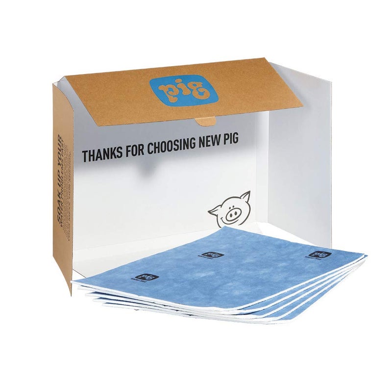 PIG Water Absorbent Mat | Reusable | 5 Pack | 15" W x 19" L | Absorbs up to 29 oz per pad | Blue and White | PM50534 - Image 1