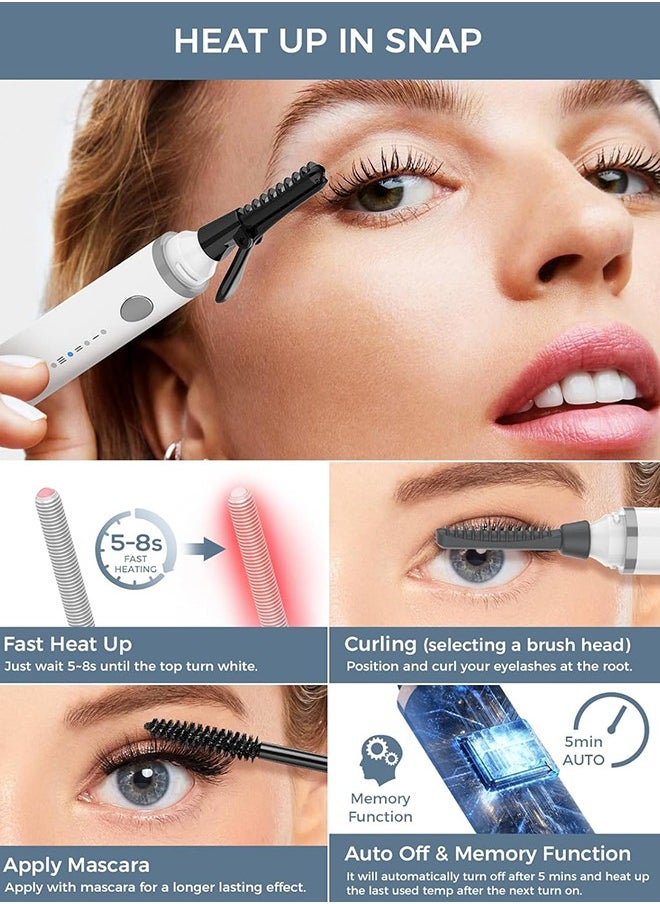 Heated Eyelash Curler - Natural Curling 24 Hours Long Lasting -  360°Wand-Style Heated Lash Brush Rechargeable With 3 Temp & 5s Fast Heating【Lengthen/Define/Curler】3-in-1 Lash Curler For All Types of Lashes (White) - pzsku/ZD4F9FE4ECE8F57876D20Z/45/_/1736415334/a486d405-3300-4c07-938f-582accd01214