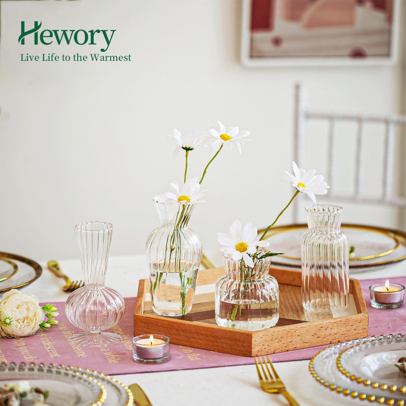 Hewory Mini Glass Vases for Centerpieces - Hewory Small Clear Bud Vase in Bulk, Cute Flower Vases Set for Wedding, Home Decoration, Table Decor (Clear, 16) - Image 3