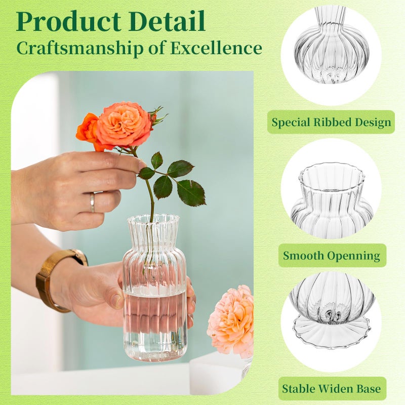 Hewory Mini Glass Vases for Centerpieces - Hewory Small Clear Bud Vase in Bulk, Cute Flower Vases Set for Wedding, Home Decoration, Table Decor (Clear, 16) - Image 5