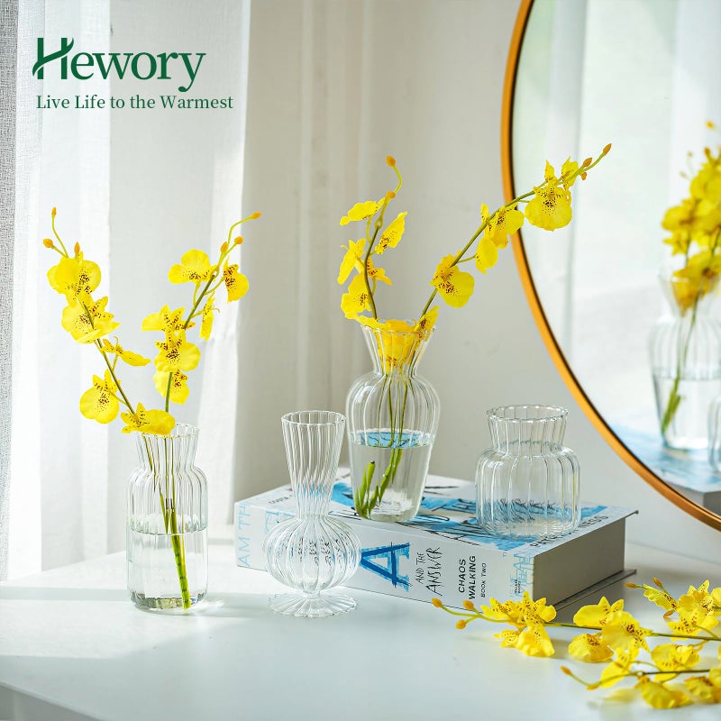 Hewory Mini Glass Vases for Centerpieces - Hewory Small Clear Bud Vase in Bulk, Cute Flower Vases Set for Wedding, Home Decoration, Table Decor (Clear, 16) - Image 4