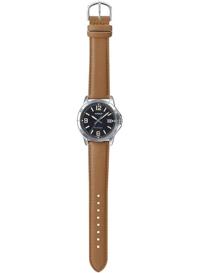 CASIO Men's Leather Round Shape Analog Watch MTP-V004L-1B2UDF - 42 mm - Brown - Image 5
