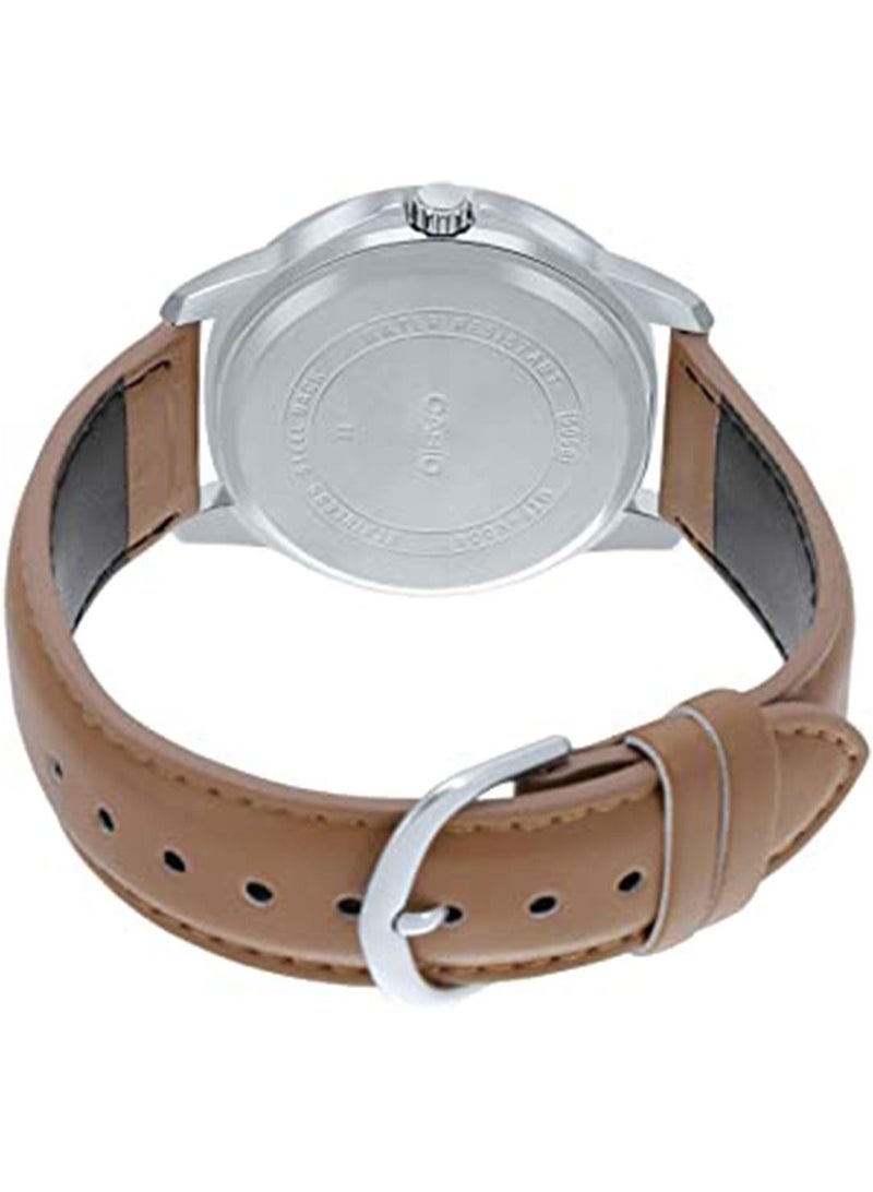 CASIO Men's Leather Round Shape Analog Watch MTP-V004L-1B2UDF - 42 mm - Brown - Image 2