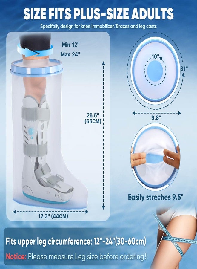 Fxdunjr Extra Wide Waterproof Leg Cast Cover for Shower with Non-Slip Bottom, Reusable Cast Protector for Walking Boot Surgery Bandage Wound, Shower Boot for Plus Size Adult [2026 Upgraded Reusable] - Image 5
