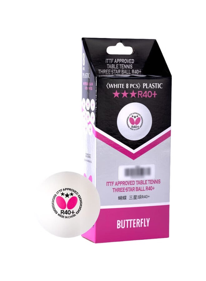 BUTTERFLY كرات تنس الطاولة 3 نجوم، عبوة 8، كرات احترافية للمنافسة، R40+، بيضاء - Image 3