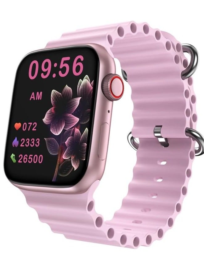 Modio MW09 Mini Smart Watch for Android & iOS - 36mm Square Dial, Wireless Charging, Heart Rate & Fitness Tracker with 2 Straps (Pink) - Image 5