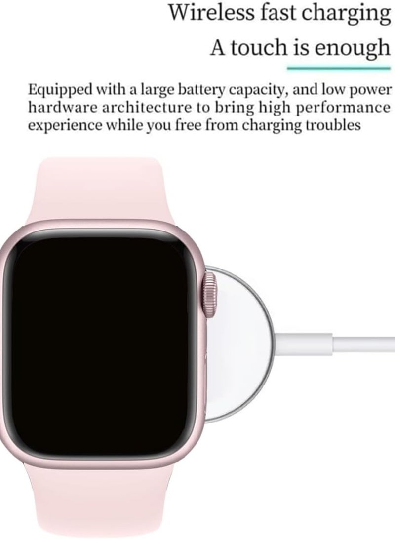Modio MW09 Mini Smart Watch for Android & iOS - 36mm Square Dial, Wireless Charging, Heart Rate & Fitness Tracker with 2 Straps (Pink) - Image 4