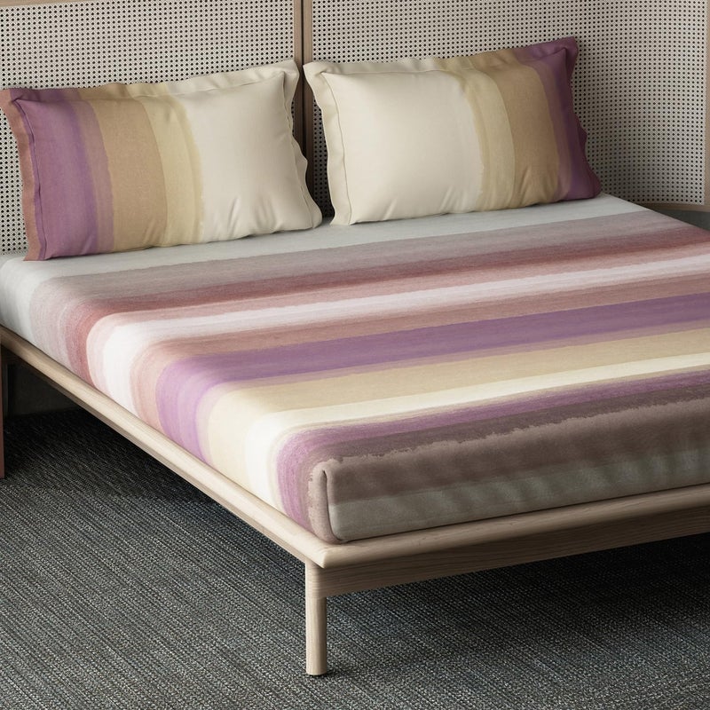 DDECOR Live beautiful Ddecor Memento Collection Bedsheet Set - 100% Cotton Bedsheet for Double Bed, Stripes 145 TC Double Bedsheet with 2 Pillow Covers - Wine  - Image 2