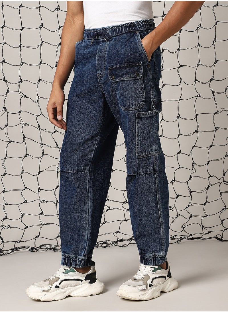 Hubberholme Men's Indigo Jogger Jeans - Loose Fit and Stylish Design  - Image 2