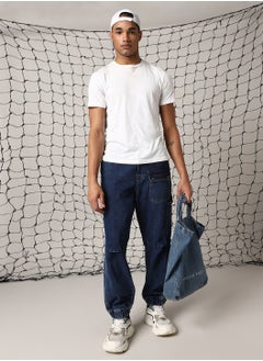 Hubberholme Men's Indigo Jogger Jeans - Loose Fit and Stylish Design  - Image 1