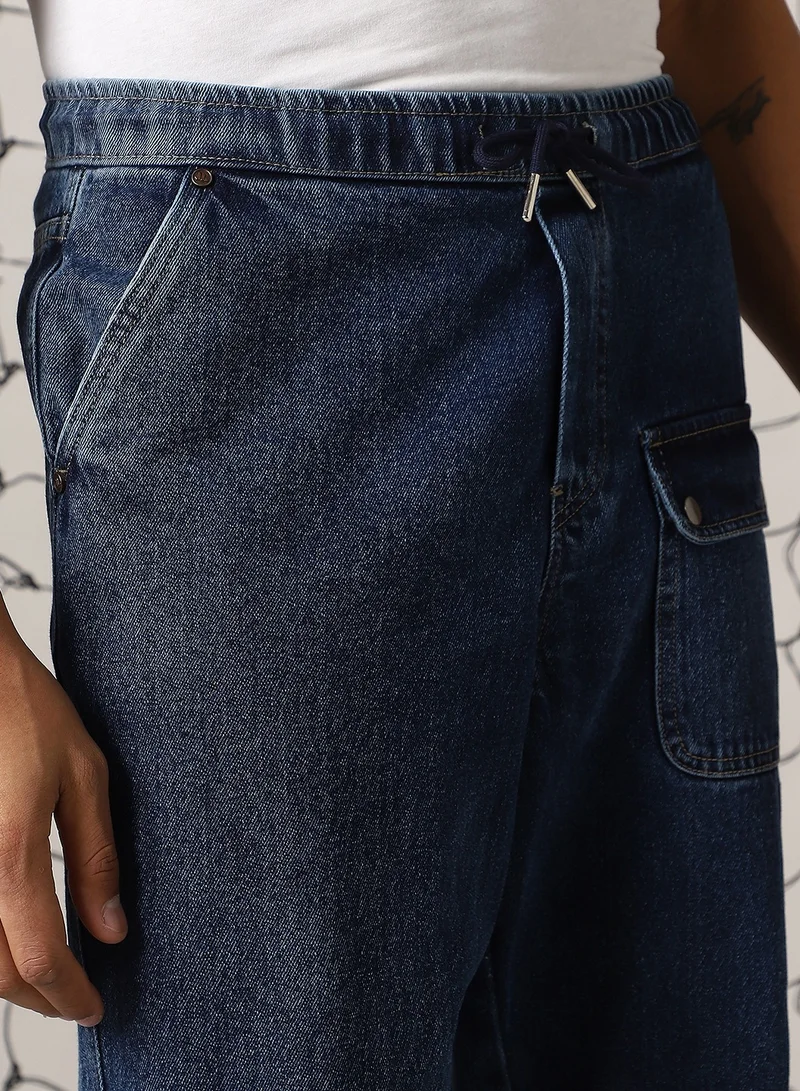 Hubberholme Men's Indigo Jogger Jeans - Loose Fit and Stylish Design