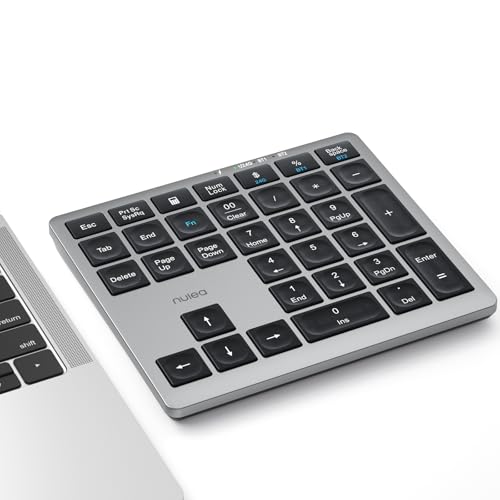 Nulea لوحة أرقام لاسلكية Nulea بلوتوث 5.0 و 2.4G، لوحة مفاتيح رقمية محمولة، قابلة للشحن عبر USB-C، لوحة مفاتيح بلوتوث مكونة من 34 مفتاحًا لإدخال البيانات، متوافقة مع اللابتوب، ماك، آي ماك، تابلت، كمبيوتر مكتبي - Image 1