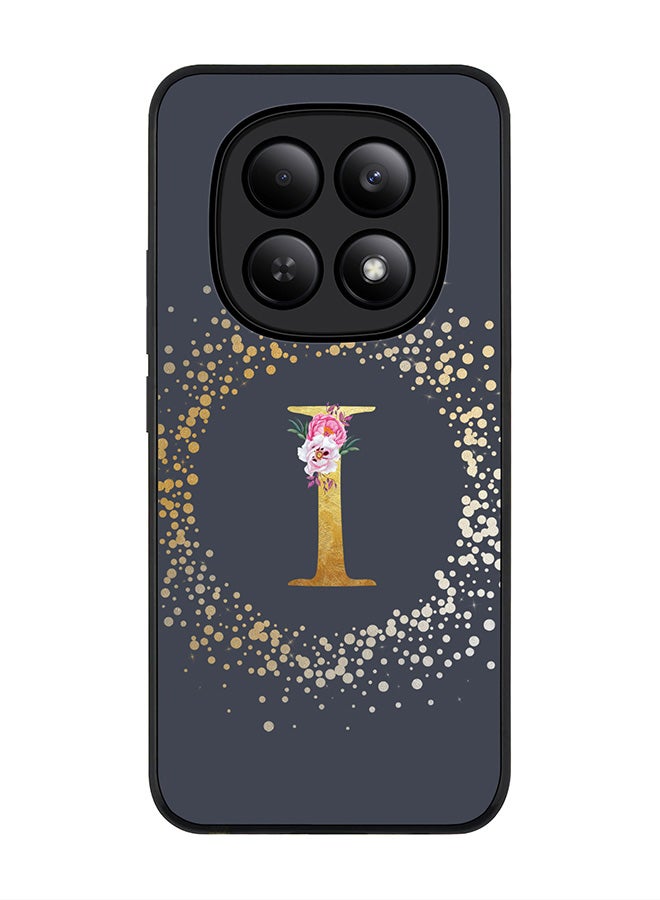 For Xiaomi Redmi Note 15 4G Case,Slim fit Camera Protection, Shockproof Thin Phone cover  - Custom Monogram Floral - I  (Grey )