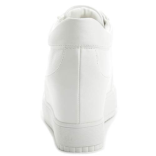 ACE SHOCK Women Wedges Sneakers with Hidden Heel Ankle High Platform Walking Shoes Fashion Bride Wedding Shoes (5.5, White-3" Heel-Height, Numeric_5_Point_5) - Image 4