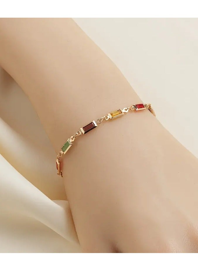 جلوسكي بوهو-سوار أكريليك أنيق قابل للتعديل مع حبات بيضاوي ومستطيل متعدد الألوان-مثالية للملابس غير الرسمية والحفلات والإجازات - Image 1