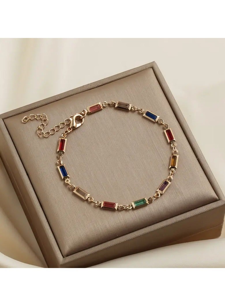 جلوسكي بوهو-سوار أكريليك أنيق قابل للتعديل مع حبات بيضاوي ومستطيل متعدد الألوان-مثالية للملابس غير الرسمية والحفلات والإجازات - Image 2