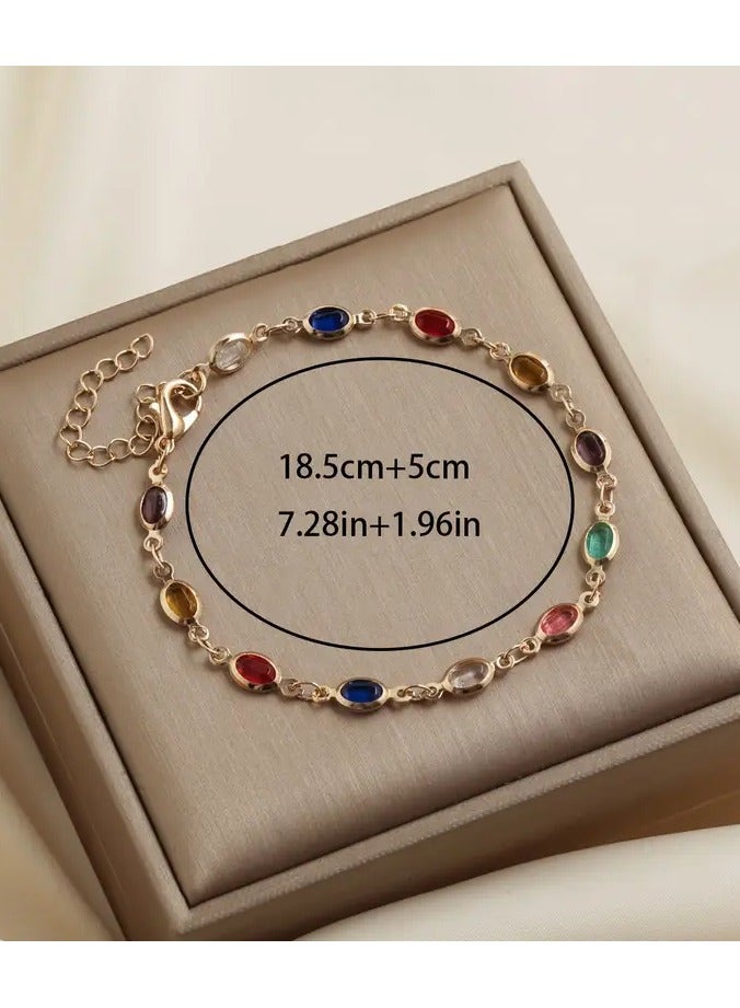 جلوسكي بوهو-سوار أكريليك أنيق قابل للتعديل مع حبات بيضاوي ومستطيل متعدد الألوان-مثالية للملابس غير الرسمية والحفلات والإجازات - Image 5