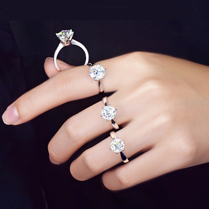 Jin Jia Hua Crown-Shaped Six-Prong Ring PT950 Moissanite Diamond Ring - Image 4