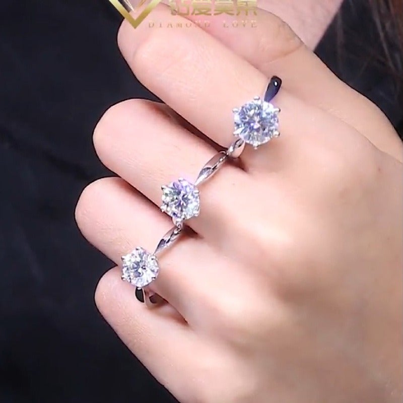 Jin Jia Hua Crown-Shaped Six-Prong Ring PT950 Moissanite Diamond Ring - Image 3