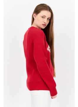 ESPRIT Women Crew Neck Textured Sweater, Red  - Image 2