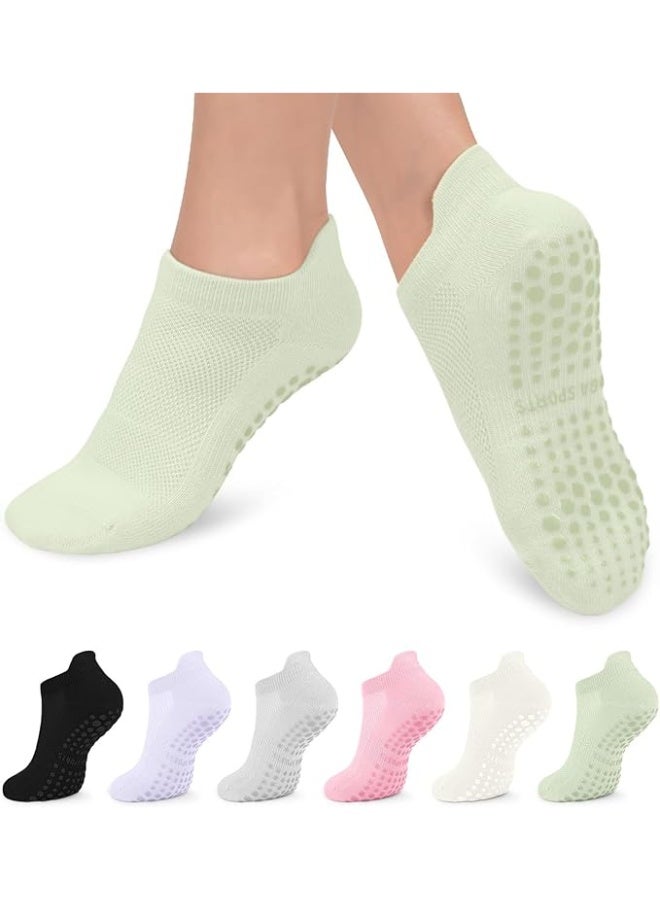 kunshao 6 Pairs Women's Pilates Socks With Grips - Non-Slip for Yoga, Barre, Dance, Ballet, Barefoot Workouts, and Hospital Use | Grippy - Image 1