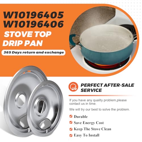 Beaquicy W10278125 W10196405 and W10196406 Chrome Drip Pan- Replacement for Ken-more and Whirlpool Range - 4 Pack - Includes 2 8-Inch and 2 6-Inch Drip Bowl Pans - Image 3