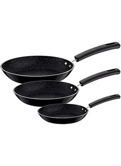 TRAMONTINA Chelsea 3 Pieces Black Aluminum Frying Pan Set With Interior And Exterior Starflon Max Pfoa Free Nonstick Coating 20Cm Plus 24Cm Plus 26Cm  - Image 2
