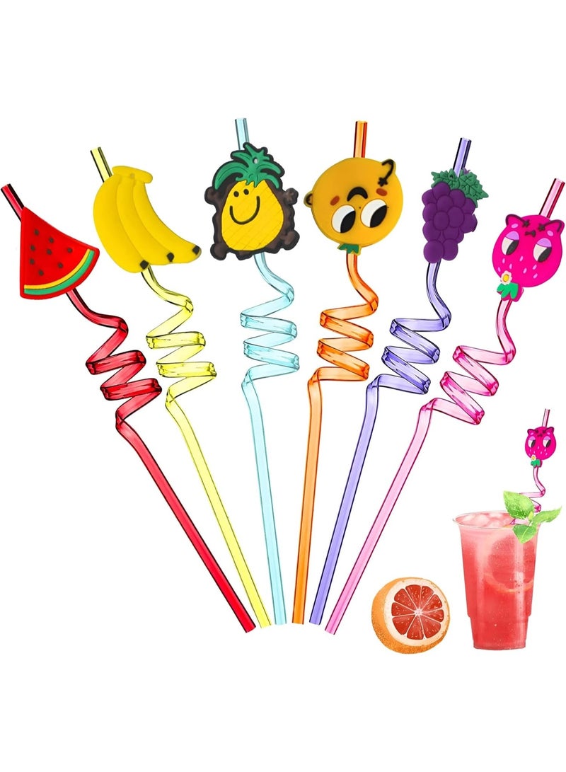 Curly plastic children's straws with a fun and attractive design - drinking straws for juices, ice cream and fruit drinks - drink decoration accessories for parties and events (6 pieces) - Image 1