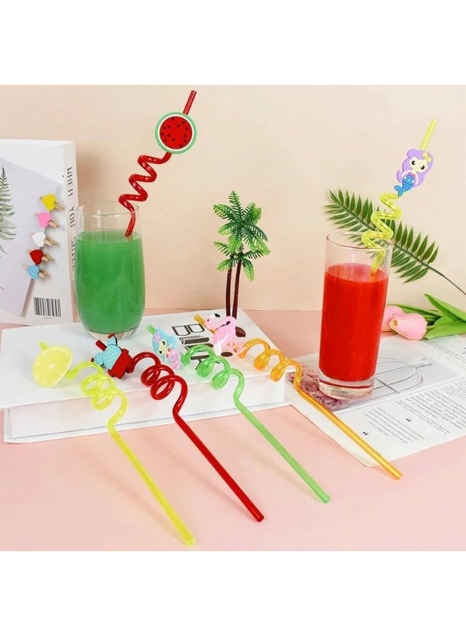Curly plastic children's straws with a fun and attractive design - drinking straws for juices, ice cream and fruit drinks - drink decoration accessories for parties and events (6 pieces) - Image 3