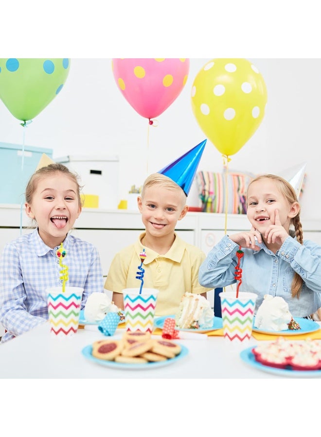 Curly plastic children's straws with a fun and attractive design - drinking straws for juices, ice cream and fruit drinks - drink decoration accessories for parties and events (6 pieces) - Image 5