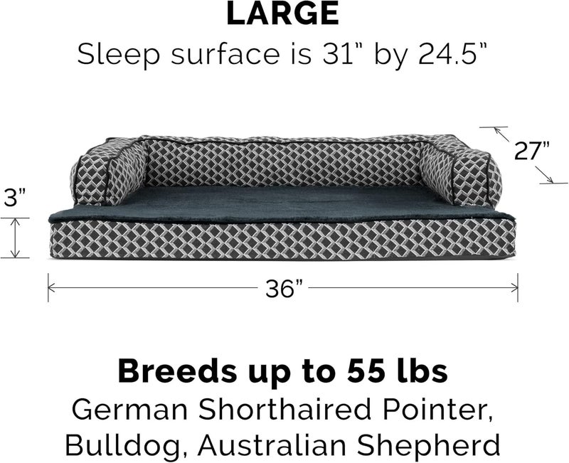 Furhaven Replacement Dog Bed Cover Comfy Couch Plush & Décor Sofa-Style, Machine Washable - Diamond Gray, Large - Image 3