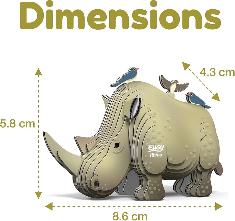 EUGY Wide use selected material EUGY 076 Rhino Eco-Friendly 3D Paper Puzzle [New Seal] Global assorted color picks - Image 3