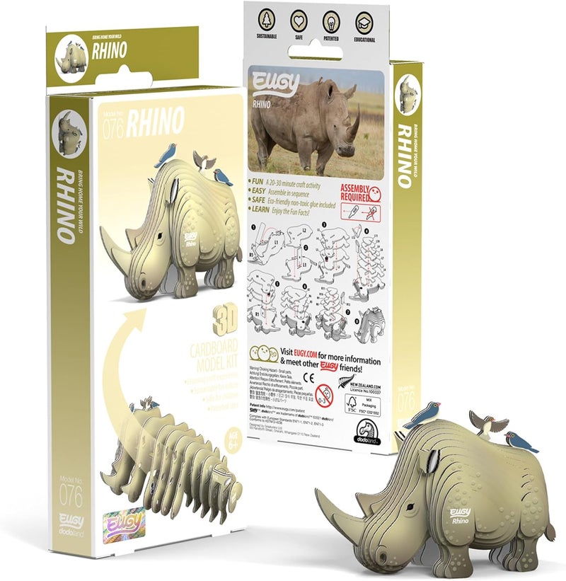 EUGY Wide use selected material EUGY 076 Rhino Eco-Friendly 3D Paper Puzzle [New Seal] Global assorted color picks - Image 4