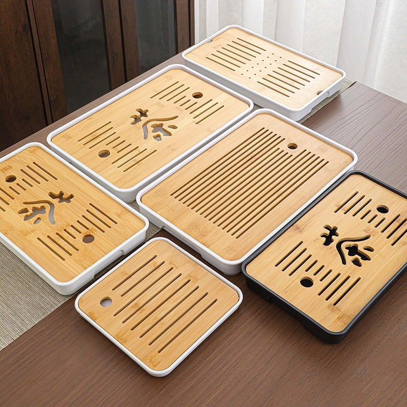 Japanese Bamboo Tea Tray Rectangular Home Office Tea Cup Dry Brewing Table Plate Water Storage Tea - Image 2