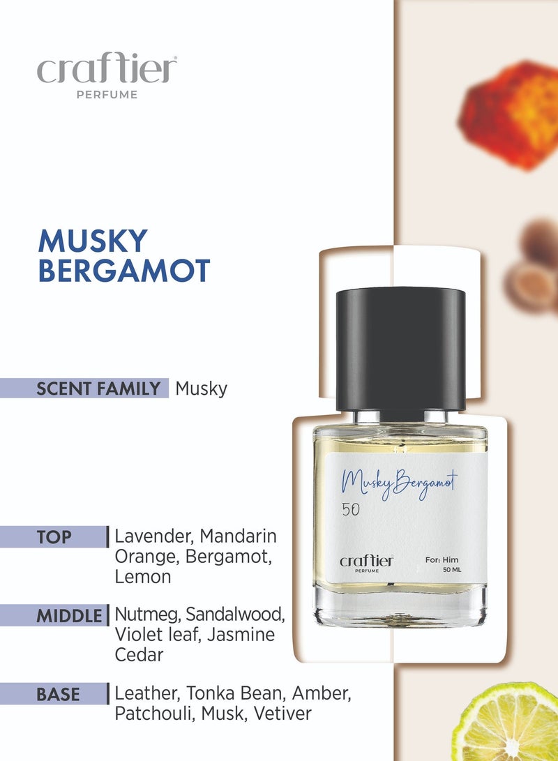 Craftier Perfume MUSKY BERGAMOT - Inspired of-FAHRENHEIT, Eau De Parfum for Men - 50ml, Long Lasting Musky Fragrance Upto 36 Hrs, Travel Size Men's Perfume - Image 3